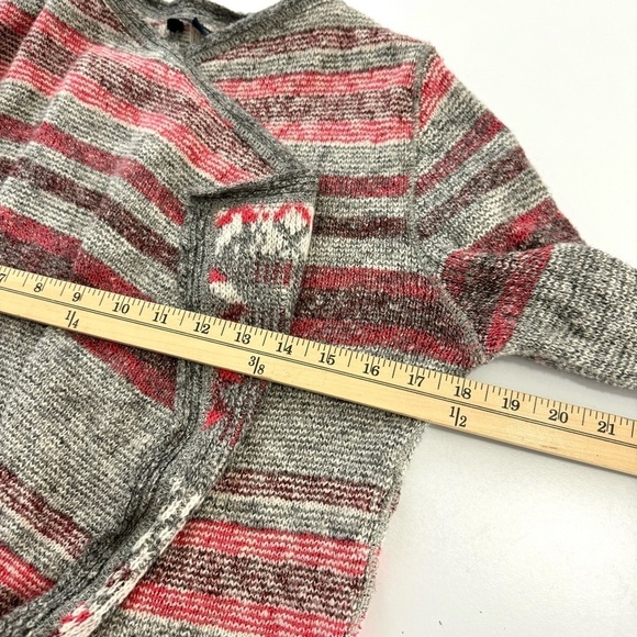 Lucky Brand NWT $148 Women’s Sz S Open Front Cardigan Sweater Striped Grey & Red - Picture 9 of 12